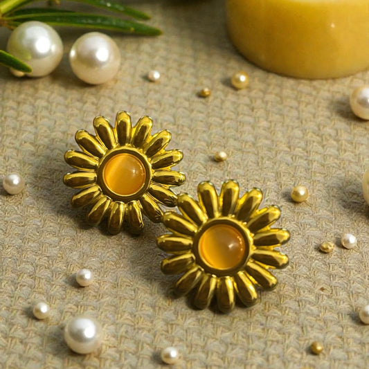 Golden Sunflower Studs