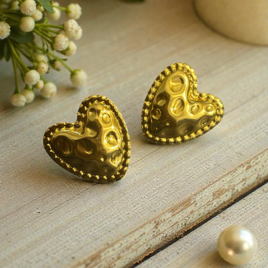 Golden Keepsake Heart Studs