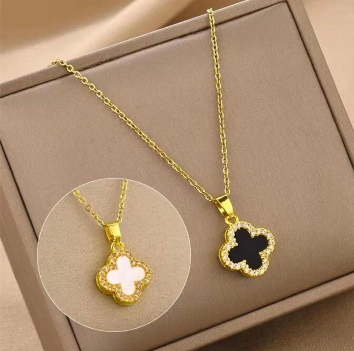 Crystal Dual Clover Necklace